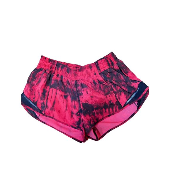Lululemon Hottie Hot Shorts Red/Black Tie-Dye Running Shorts 8 - Picture 3 of 6